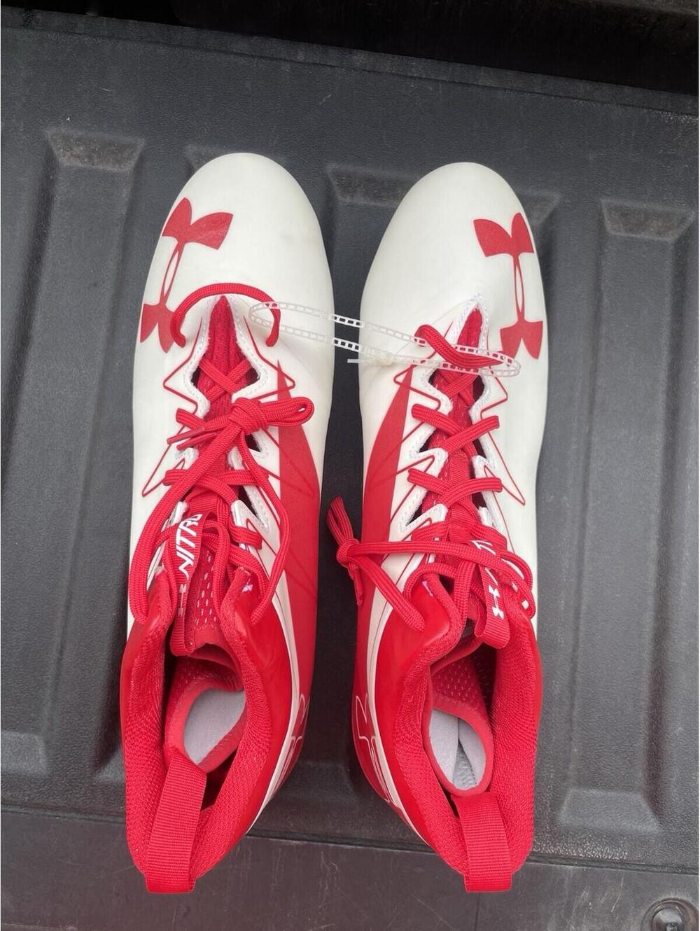 Under Armour Cleat Football Red White NWOT